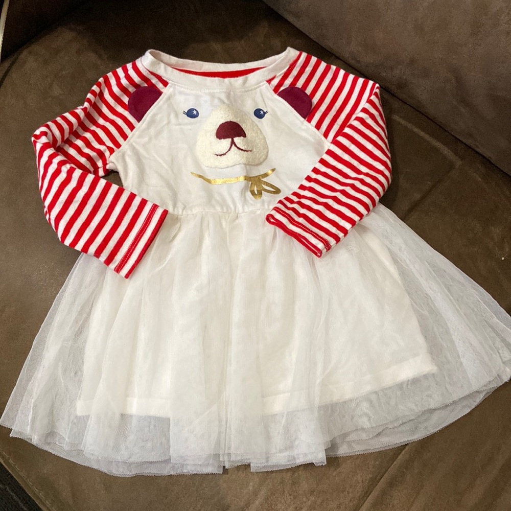 Cat and Jack Holiday dress with diaper cover; size 12M